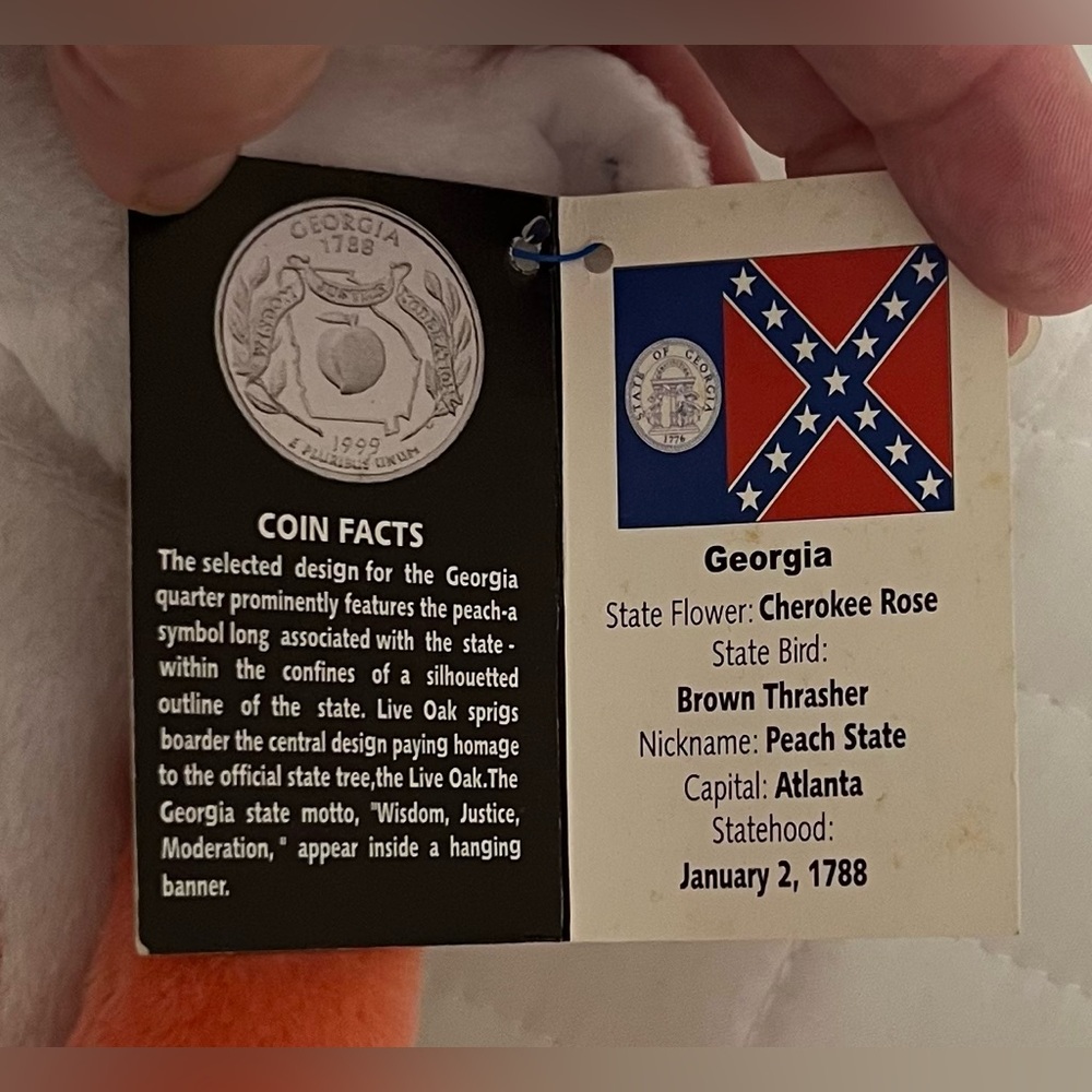 Coin Bear Georgia State Quarter Collectible Bear Plush Limited Treasures NWT - Picture 10 of 11